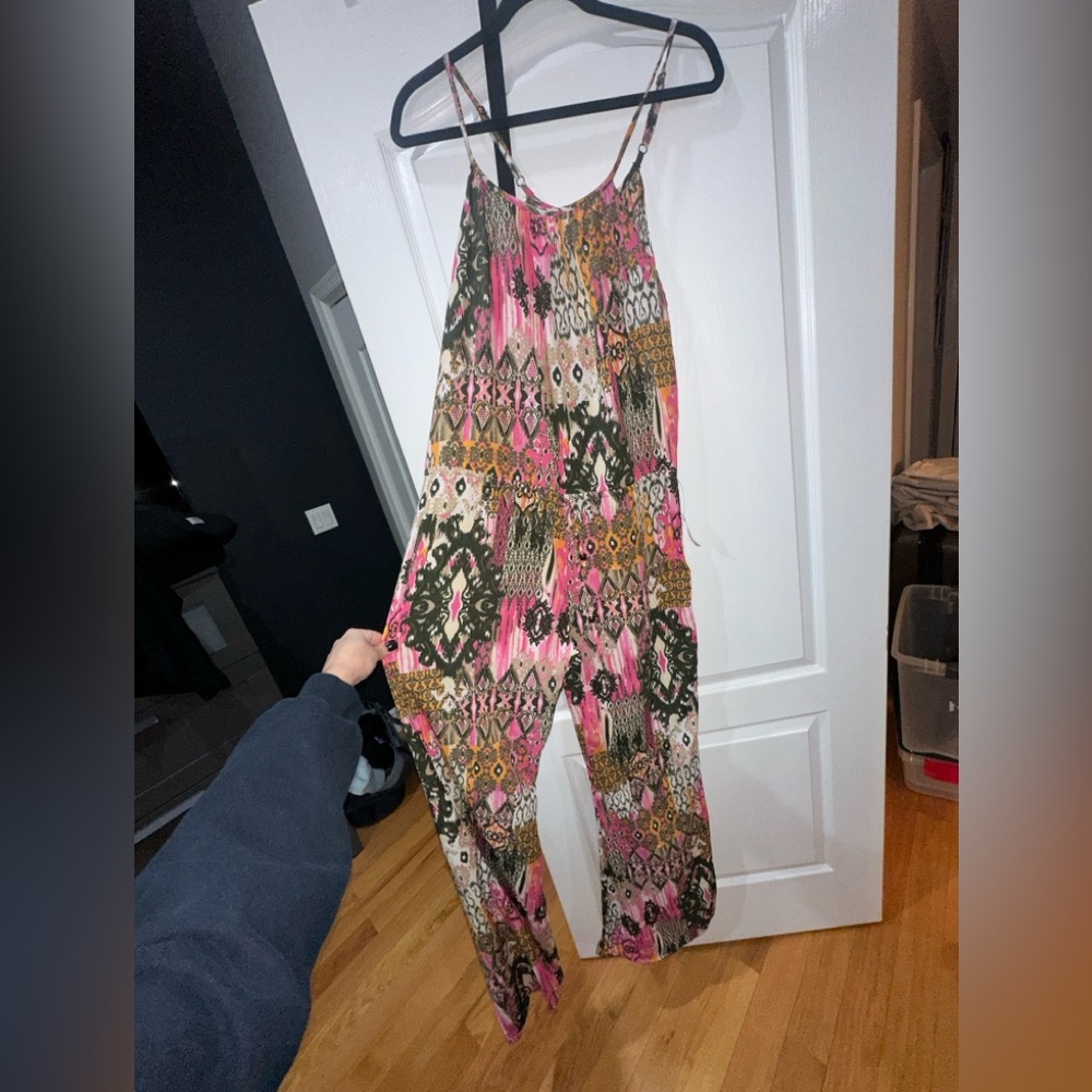 Elan Bohemian Pink and Green Romper